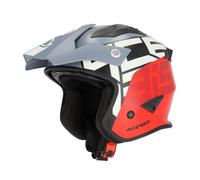 Casque Jet Aria Acerbis Gris Et Rouge Avec Visière Solaire Taille S