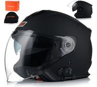 Casque jet avec visière solaire | ORIGINE PALIO 2.0 BT SOLID | Casque jet avec double visière | Certificat ECE 22.06 | Casque moto avec interphone Bluetooth | L (59-60cm)