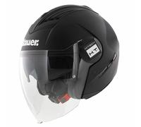 Casque jet bleu Real B noir mat uni