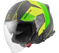 Bogotto V586 Detri BT Casque Bluetooth Jet, noir-vert, taille M pour homme