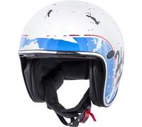 Casque jet HEVIK HV29 SMART blanc-bleu brillant L