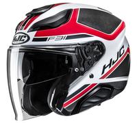 HJC F31 Ceron Casque jet, Blanc/Rouge/Noir, Taille L (58/59)
