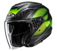 HJC i31 Depe Casque jet, noir-gris-vert, taille L pour homme