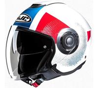 HJC Casque Jet i40N PYLE MC21 Blanc Bleu Rouge Brillant