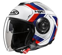 HJC i40N Velu Casque jet, blanc-rouge-bleu, taille M pour homme