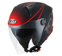 KYT D-City Colorful, casque à réaction XL Mat Noir/Gris/Rouge Mat Noir/Gris/Rouge