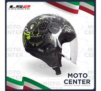 Casque Jet LS2 OF558 Sphere Lux Maxca Noir Jaune Fluo Taille M (57 Cm.)