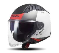 LS2 OF600 Copter II Urbane, casque à réaction XXL Mat Blanc/Rouge/Gris Mat Blanc/Rouge/Gris