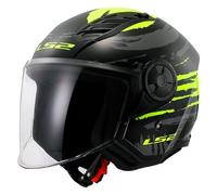 casque jet ls2 of616 airflow ii brush - noir / jaune XS