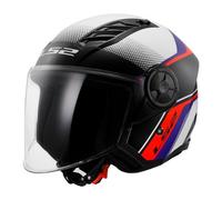 LS2, Casque Moto Jet Airflow II Rush White Blue Red, S