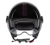 Casque Jet Momo Design Fgtr Classic Stripes E2206 Noir Fuchsia Brillant Taille S