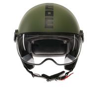 MOMODESIGN - FGTR Classic E2206, Casque Jet Moto, Casque Jet Homologué ECE, Casque Jet Ouvert Scooter, Homme et Femme, Léger avec Visière, pour Hommes et Femmes, Matt Military Green/Black, S