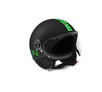Casque Jet Momodesign FGTR Fluo Noir Logo Vert Taille L
