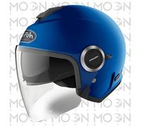 Casque Jet Moto Airoh Helios HE19 Bleu Mat Double Visière ECE 22.05 Custom Kit