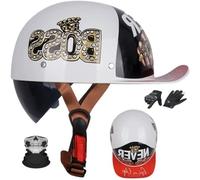 Casque Jet Moto Heritage Ouvert | ECE 22.06 Homologué, Coque ABS, Double Visière, Attache Rapide, Doublure Lavable, Urbain Rétro