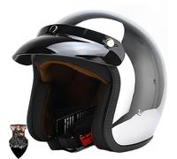 Casque Jet Moto Homme/Femme Homologué ECE - Demi-Casque Rétro en ABS Ultra-Résistant avec Visière Démontable, EPS Haute Densité pour Scooter/Cruiser 55-64cm