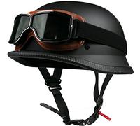 Casque Jet Moto,Open Face Demi Casque Dot/ECE Homologué pour Scooter Cruiser Chopper Pilote Casque De Moto avec des Lunettes Unisexe Casque 3,L