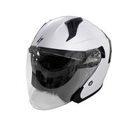 Casque Jet Moto Scooter STORMER Run White Pearly ECE 22.06 Écran Solaire Intégré Préparé Bluetooth XL
