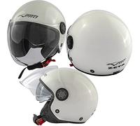 Casque Jet Moto Scooter Visière Longue Pare-Soleil Certifié ECE 22 06 Blanc M