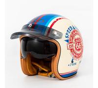 Casque Jet Moto Vintage Casque Mobylette avec Visière Casque De Scooter Certifié ECE 22.06 pour Les Trajets Quotidiens Et Les Balades À Moto Adultes C,XXL=(63-64CM)