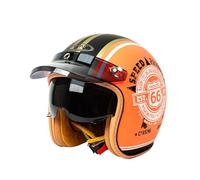 Casque Jet Moto Vintage Casque Mobylette avec Visière Casque De Scooter Certifié ECE 22.06 pour Les Trajets Quotidiens Et Les Balades À Moto Adultes H,M=(57-58CM)