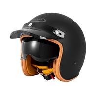 Casque Jet Moto Vintage Casque Mobylette avec Visière Casque De Scooter Certifié ECE 22.06 pour Les Trajets Quotidiens Et Les Balades À Moto Adultes B,XL=(61-62CM)