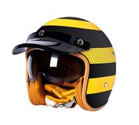 Casque Jet Moto Vintage Casque Mobylette avec Visière Casque De Scooter Certifié ECE 22.06 pour Les Trajets Quotidiens Et Les Balades À Moto Adultes G,L=(59-60CM)