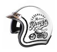 Casque Jet Moto Vintage Casque Mobylette avec Visière Demi Casques Moto Vélo Scooter Chopper pour Adultes Homme Et Femme Sécurité Anti-Collision Casques Homologué ECEDOT 8,XXL:63-64CM