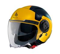 CASQUE JET MT VIALE SV S BETA D3 DOUBLE ECRANS BLEU-JAUNE MAT XS (ECE 22.06)