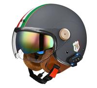 Casque Jet Ouvert Moto Bluetooth Demi-Casque Scooter 3/4 Rétro avec Visière Unisexe Approuvé ECEDOT Casques Bols Les Haut-Parleurs Intégrés Peuvent Répondre Automatiquement Z-6,XL:61-62CM