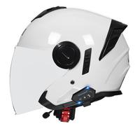 Casque Jet Ouvert Moto Bluetooth Homologué ECEDOT Demi Casques de Scooter Rétro avec Double Visière Casques avec Haut-Parleur Intégré pour Une Réponse Automatique Adultes K,XL:61-62CM