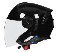Casque Jet Ouvert Moto Bluetooth Homologué ECEDOT Demi Casques de Scooter Rétro avec Double Visière Casques avec Haut-Parleur Intégré pour Une Réponse Automatique Adultes O,XL:61-62CM