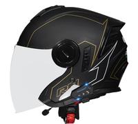 Casque Jet Ouvert Moto Bluetooth Homologué ECEDOT Demi Casques de Scooter Rétro avec Double Visière Casques avec Haut-Parleur Intégré pour Une Réponse Automatique Adultes Q,XL:61-62CM