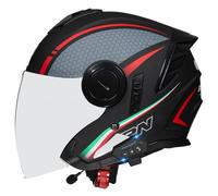 Casque Jet Ouvert Moto Bluetooth Homologué ECEDOT Demi Casques de Scooter Rétro avec Double Visière Casques avec Haut-Parleur Intégré pour Une Réponse Automatique Adultes I,XL:61-62CM