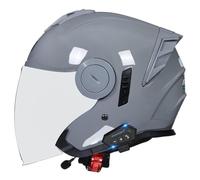 Casque Jet Ouvert Moto Bluetooth Homologué ECEDOT Demi Casques de Scooter Rétro avec Double Visière Casques avec Haut-Parleur Intégré pour Une Réponse Automatique Adultes E,XL:61-62CM