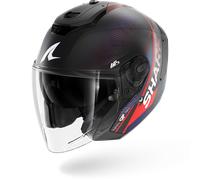 SHARK Casque moto RS Jet Carbon Speed‑Tech – Casque ouvert – XL Mat Noir/Gris Foncé/Bleu/Rouge