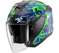 Shark Skwal Jet Pranz, casque ouvert L Mat Noir/Vert/Bleu Mat Noir/Vert/Bleu