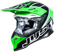Casque JUST1 J39 THRUSTER noir, vert fluo, blanc brillant, taille XL