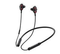 Casque K Song Bluetooth 5.0 monté sur le cou Casque de basse stéréo filaire écouteurs étanches avec micro, Noir