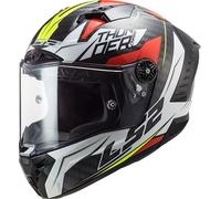 Casque LS2 FF805 Thunder Chase Carbon couleur : blanc/rouge, taille : S (55/56)