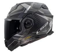 LS2 Helmets Casque moto modulable ADVANT X Carbon Horizon Matt Silver Grey L