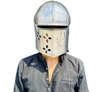 Casque médiéval Barbuta visière - Authentique réplique de l'armure de chevalier pour GN, reconstitution et collectionneurs, casque de cosplay meilleur cadeau