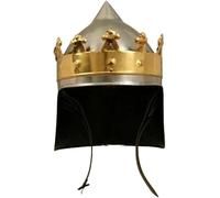 Casque médiéval chevalier Richard Cœur de Lion, couronne bicolore, casque de reconstitution, argenté