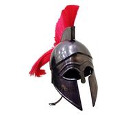 Casque médiéval grec corinthien romain Spartan LARP SCA Armor Casque avec plume rouge noir, noir, adulte