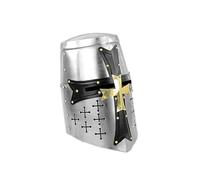 Casque médiéval Templar Crusader Knight Armure | Accessoires d'armure Spartiate gréco-Romaine | Casque Argent Or A + | Portable pour Costumes Adultes (Zorro Black) Nom du Produit
