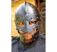 Casque médiéval Viking Chainmail nasal Norman Chainmail Armor Casque romain Chevalier Portable Casque LARP Guerrier Cosplay Halloween