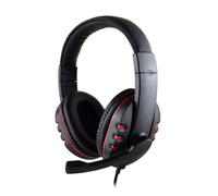 Casque micro HEDEN filaire connecteur USB, telecommande intégr micro pivotant, arceau réglable noir- rouge