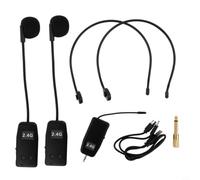 Casque microphone sans fil 2,4 G avec portée de 30 m et appairage automatique pour l'enseignement des guides touristiques conférences réunions (2 micros sans fil et 1 récepteur)