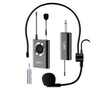 Casque microphone sans fil avec écran LED et portée de 50 m, 15 fréquences UHF, construction ABS, batterie 800 mAh, pour enseignement, guides touristiques, présentations, karaoké, prise de parole en