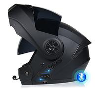 Casque Modulable Bluetooth Moto Microphone Haut-Parleur Intégré Unisexe avec Pare-Soleil Double Casque Anti-Collision De Moto Intégral Homologué Dot/ECE 55-62CM